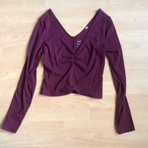 long sleeve maroon top
